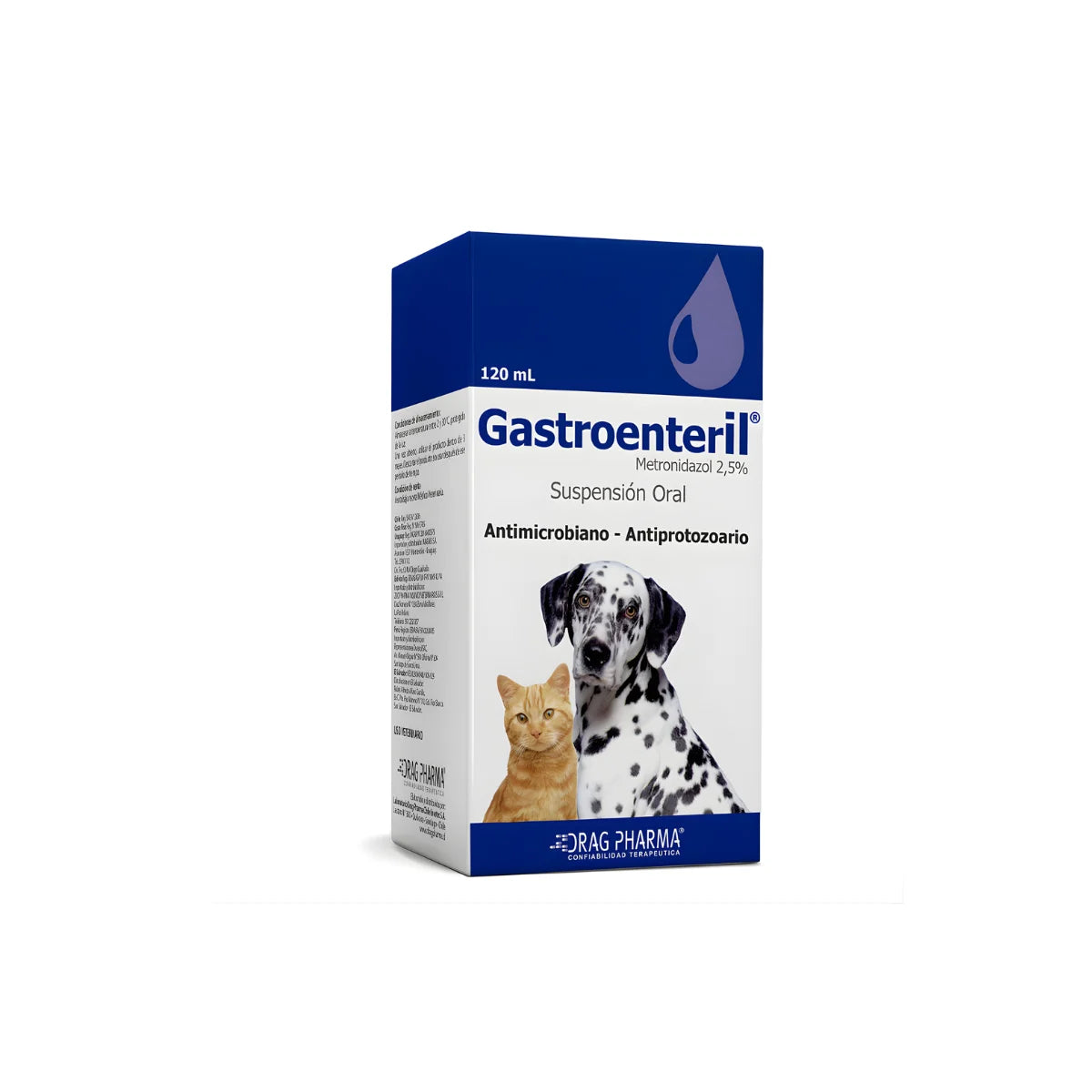 Drag Pharma Gastroenteril Antimicrobiano Antiprotozoario Suspensión Oral 120 ML - Tratamiento para Giardias y Diarreas en Perros y Gatos