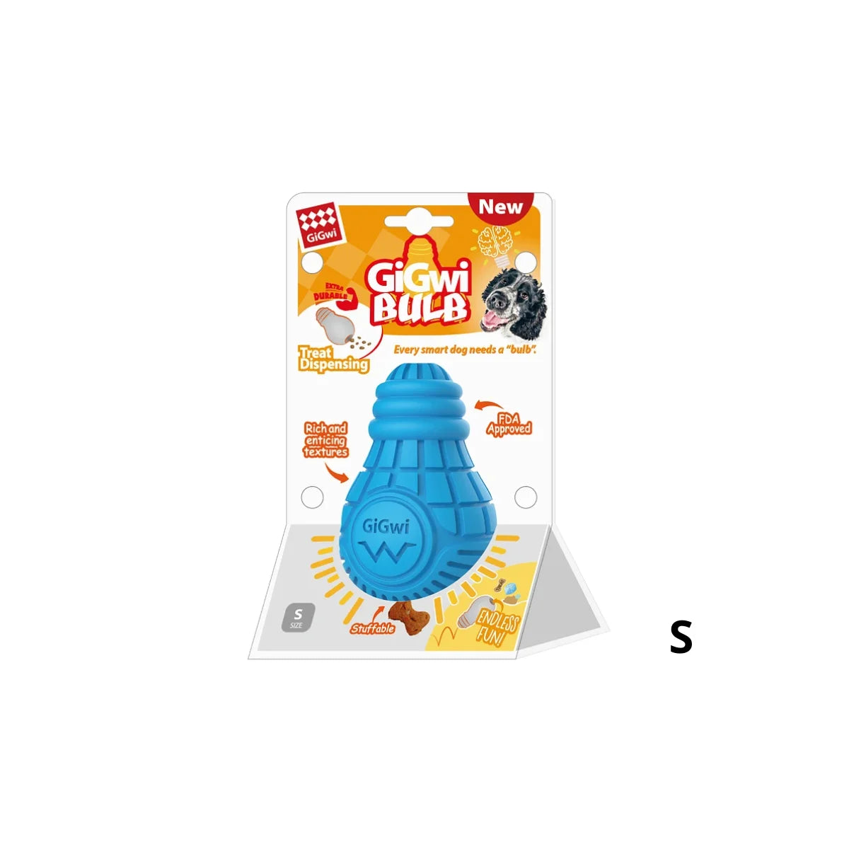 Gigwi Bulb Dispensador de Premios para Perros Tallas S/M/L – Caucho Natural Ecológico para Masticadores Pesados, Limpia Dientes y Estimula Juego.