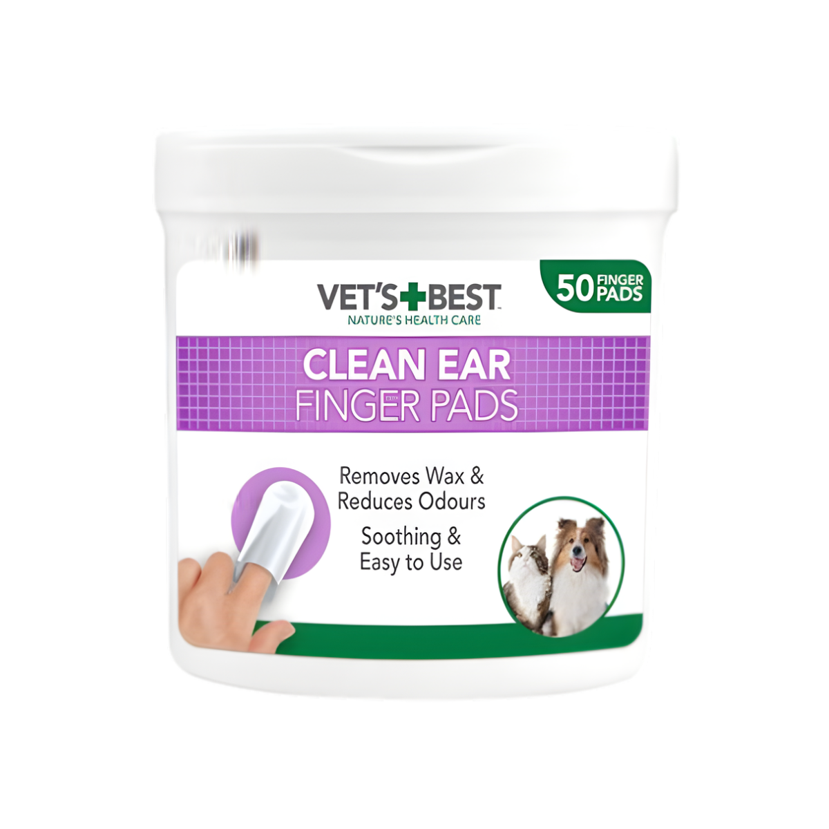 Vet's Best Clean Ear Finger Pads Almohadillas Limpiadoras Para Oídos De Perros Y Gatos 50 und - Limpia la cera y sucieda