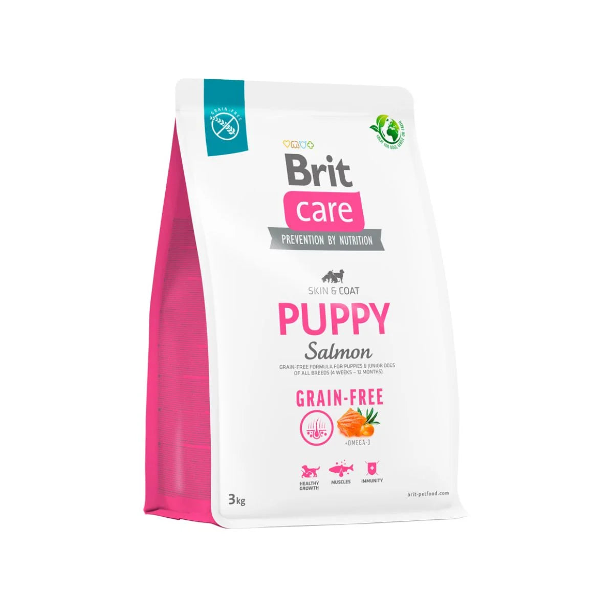 Brit Care Puppy Salmón Libre de Granos para Perros Cachorros (4 semanas - 12 meses) de Todas las Razas, 3 kg/12 kg – Desarrollo Saludable, Soporte Inmunológico y Piel Sana con Omega 3