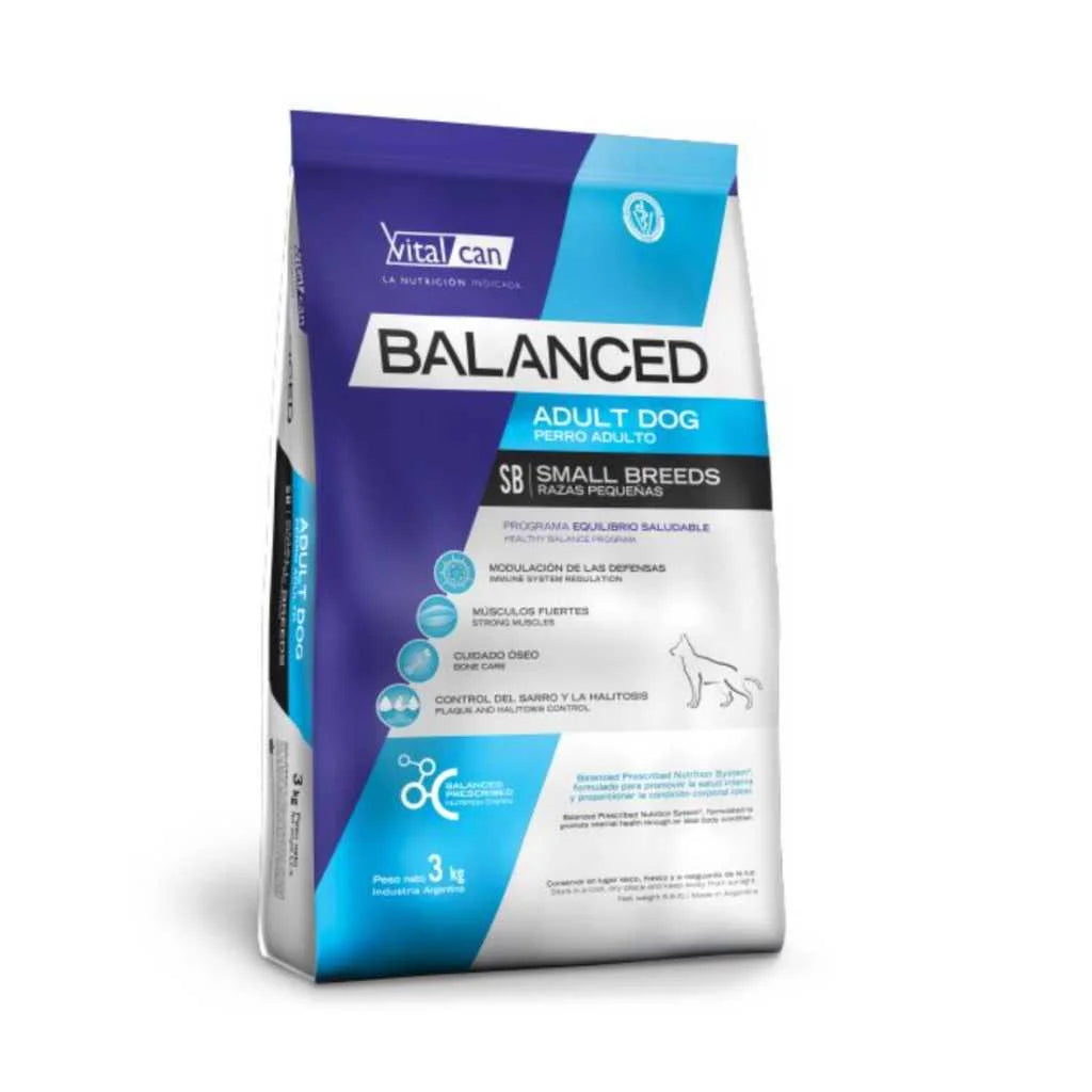 VitalCan Balanced Adulto para Perros de Raza Pequeña (1-10 kg), 3kg y 7.5kg – Defensas con Vitamina C, Control de Sarro con Hexametafosfato y Músculos Magros con Proteína Premium