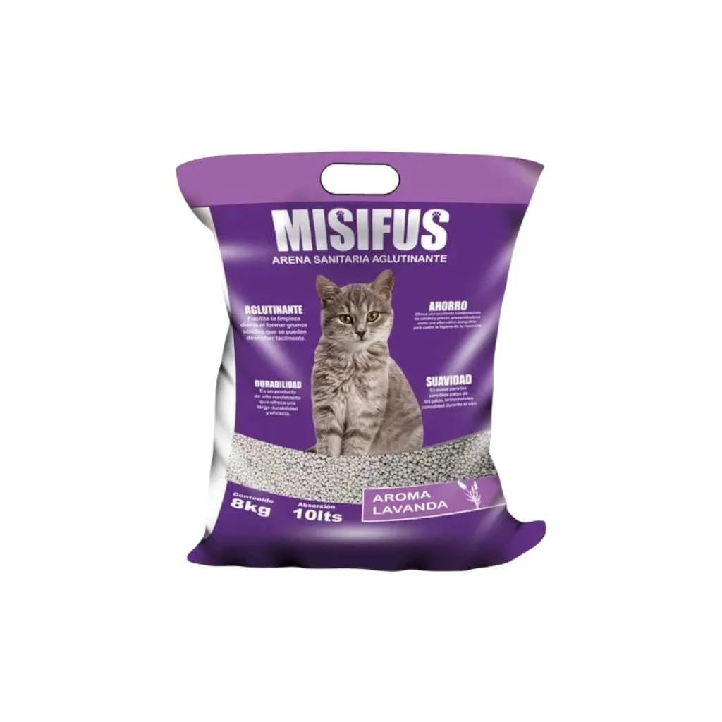 Misifus Arena Sanitaria Aglutinante Aroma Lavanda, 8kg
