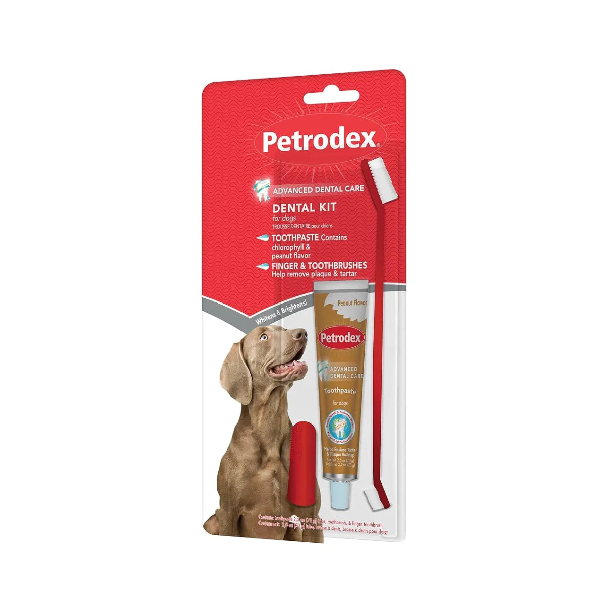 Sentry Petrodex Kit Dental con Pasta Dental de Maní y Cepillo para Perros 70 g – Reduce Placa y Combate el Mal Aliento.