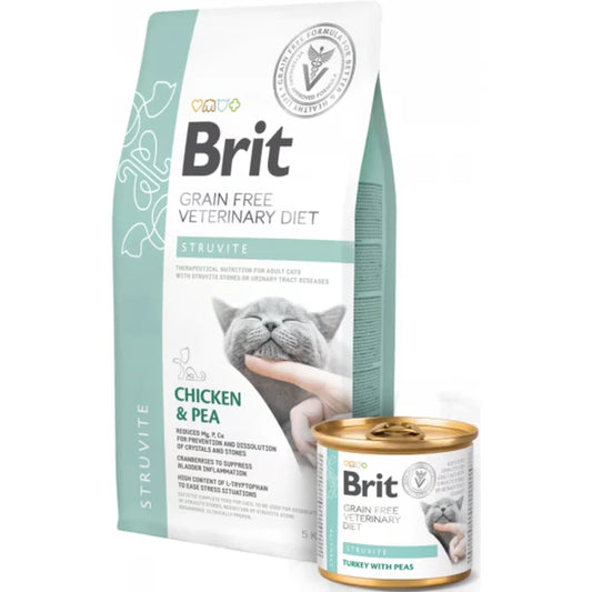 Brit Dieta Veterinaria Struvite para Gatos Adultos 2kg – Disuelve Cálculos de Estruvita, Previene Infecciones Urinarias y Controla la Cistitis Idiopática Felina