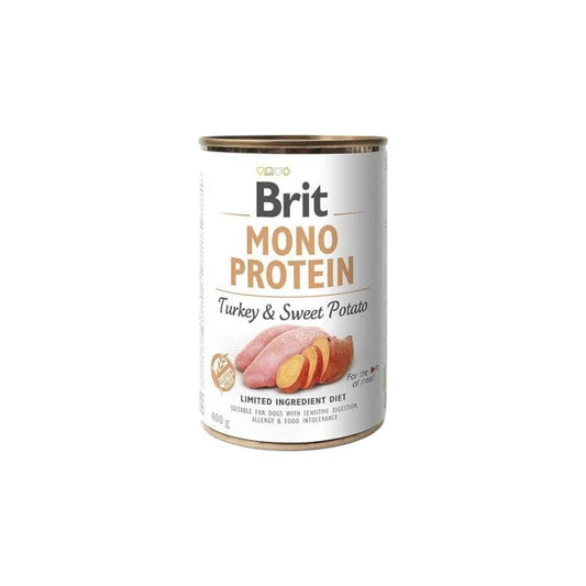 Brit Mono Protein Alimento Húmedo Monoproteico para Perros de Pavo y Batata 400g – Fórmula Hipоalergénica con Una Sola Proteína Animal