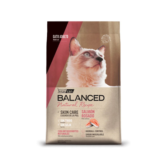 Vitalcan Balanced Natural Recipe Salmón Alimento para Gatos 3 kg – Salmón Monoproteico para Piel Sana, Digestión y Salud Urinaria con Omega 3