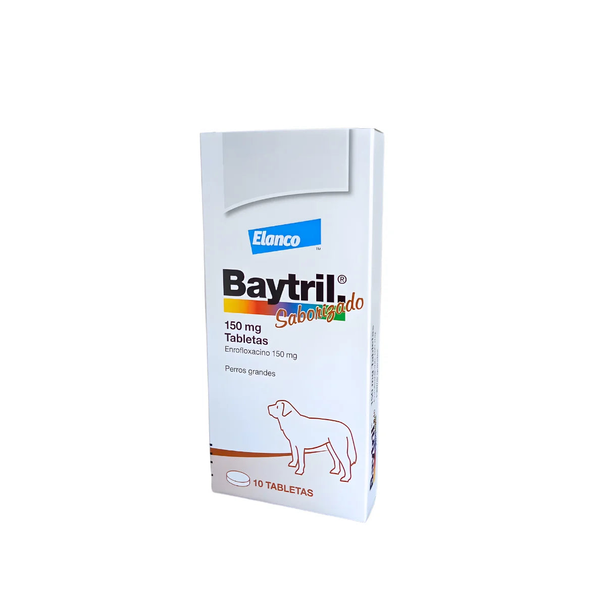 Elanco Baytril Saborizado Antibiótico Bactericida para Perros Grandes 10 Comprimidos 150 mg – Enrofloxacina de Amplio Espectro para Infecciones Bacterianas Multisistémicas