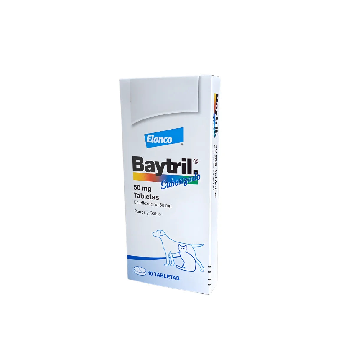Elanco Baytril Saborizado Antibiótico Bactericida para Perros y Gatos 10 Comprimidos 50 mg – Enrofloxacina de Amplio Espectro para Infecciones Respiratorias, Urinarias y de Piel.