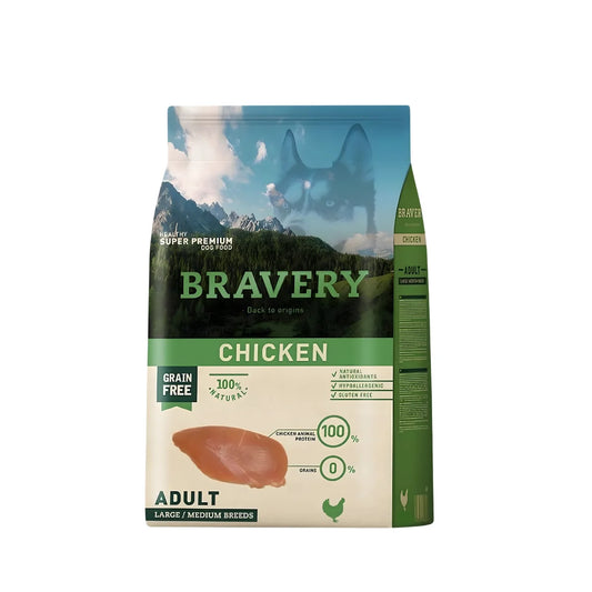 Bravery Adult de Pollo para Perros Adultos de Raza Mediana/Grande (+12 kg), 12kg