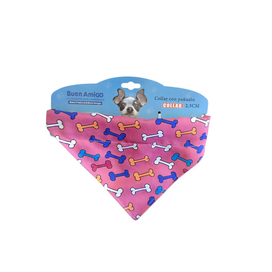 Buen Amigo Collar con Pañuelo para Perros Talla L 45 cm – Correa Extensible y Diseño de Huesitos para el Mejor Look.