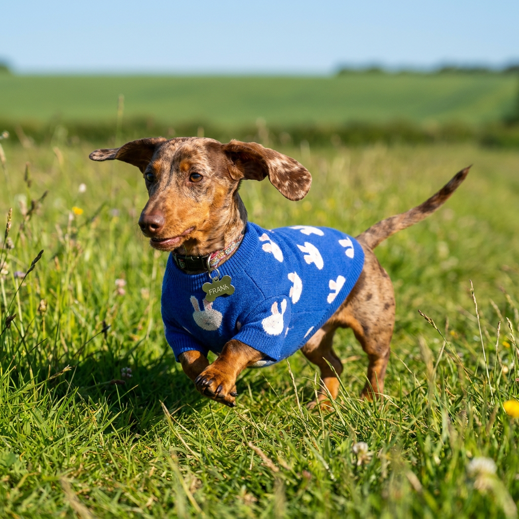 Chaleco Conejos Azul Lomitos para Perro Pequeño