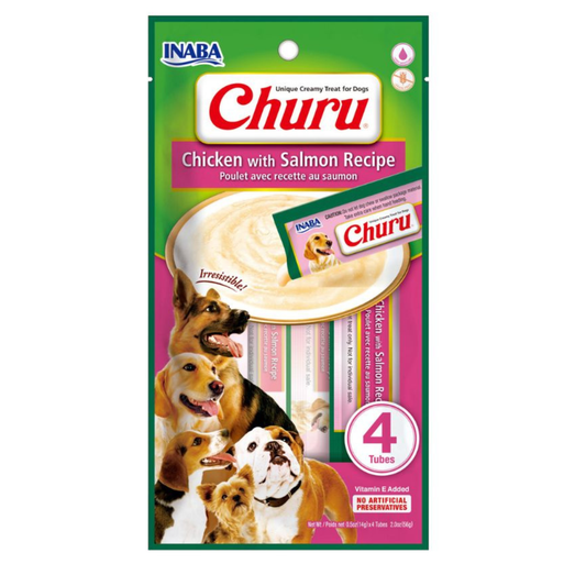 ¡Estas golosinas cremosas para perros están hechas con pollo de granja 100% puro y natural! Disponible en cinco deliciosas variedades, Churu® Purées tiene un alto contenido de humedad que los caninos necesitan para la salud. Simplemente abra un tubo y apriételo un poco para alimentar a mano estas golosinas sin cereales ni conservantes. También puede verterlos en un tazón o usarlos como aderezo sabroso en alimentos húmedos o secos.

Hecho con pollo y salmón del Pacífico 100% puro y natural de granja.
Sin gra