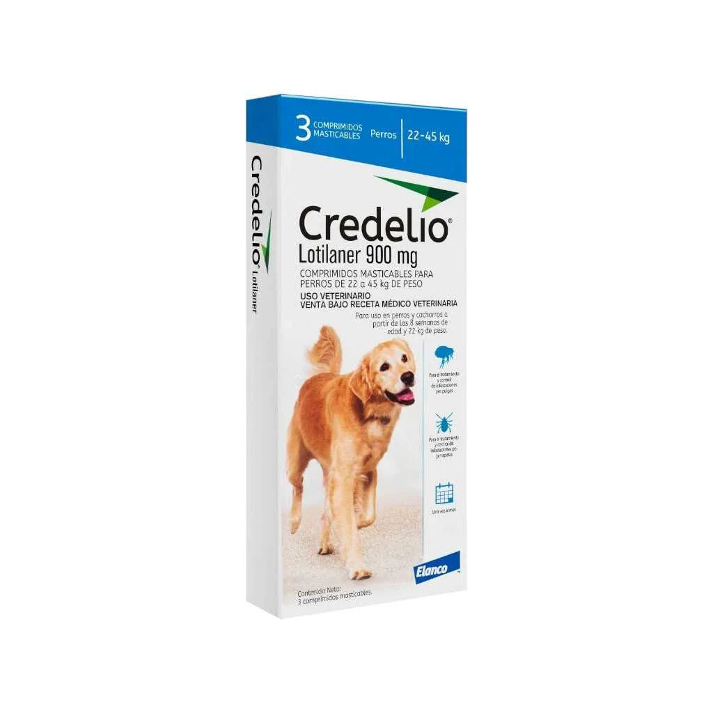 Elanco Credelio Antiparasitario Masticable para Perros de 22 a 45 kg 900 mg – Elimina Pulgas y Garrapatas en 24 Horas con Protección Mensual y Sabor Delicioso