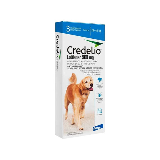 Elanco Credelio Antiparasitario Masticable para Perros de 22 a 45 kg 900 mg – Elimina Pulgas y Garrapatas en 24 Horas con Protección Mensual y Sabor Delicioso