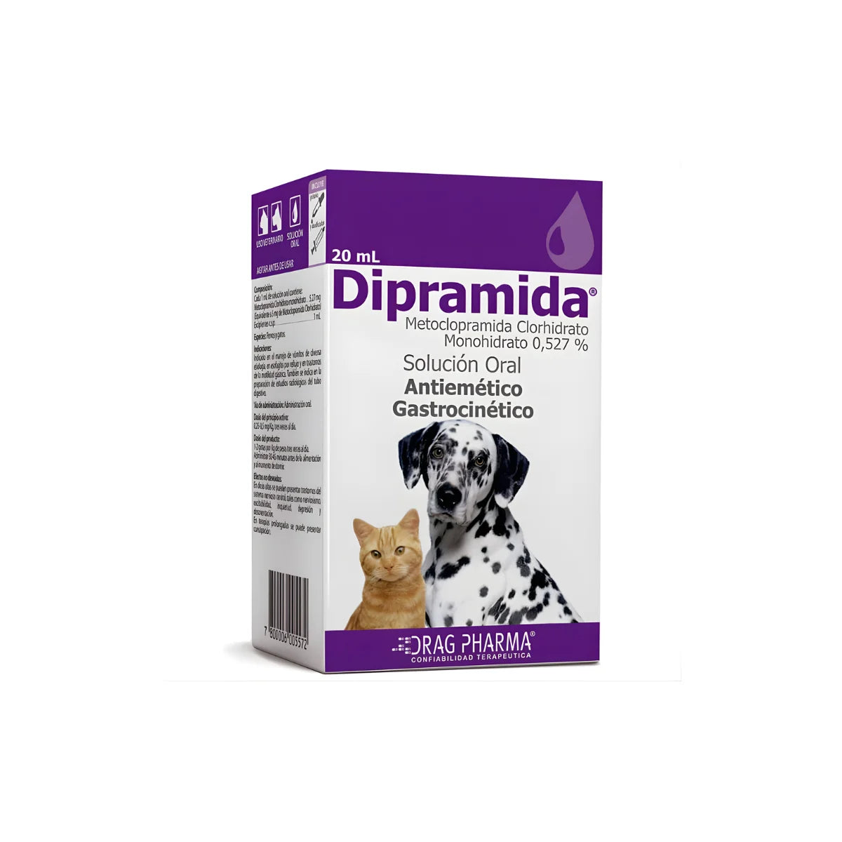 Drag Pharma Dipramida Solución Oral 20 ml – Antiemético para Vómitos, Reflujo y Trastornos de Motilidad Gástrica.