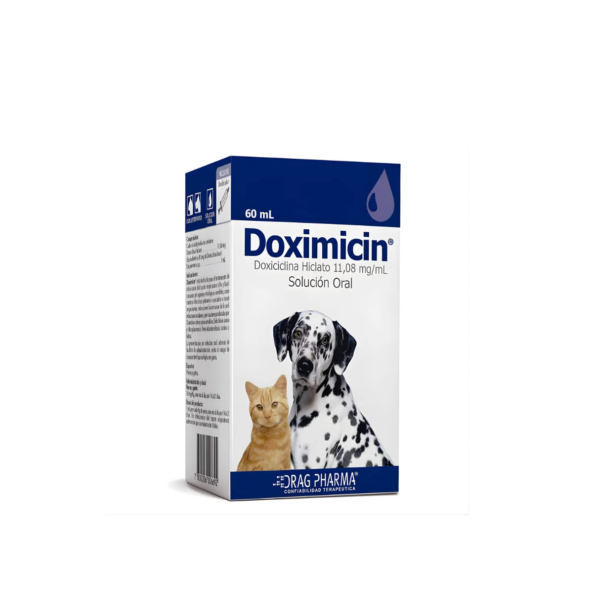 Drag Pharma Doximicin Solución Oral para Perros y Gatos 60 ml – Doxiciclina para Infecciones Respiratorias, Cutáneas y Oculares.