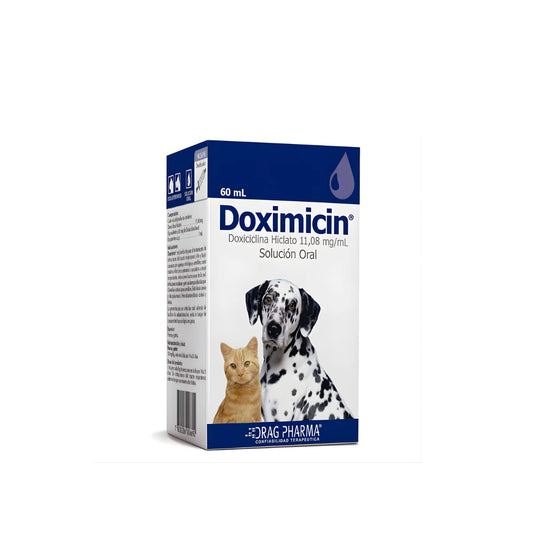 Drag Pharma Doximicin Solución Oral para Perros y Gatos 60 ml – Doxiciclina para Infecciones Respiratorias, Cutáneas y Oculares.