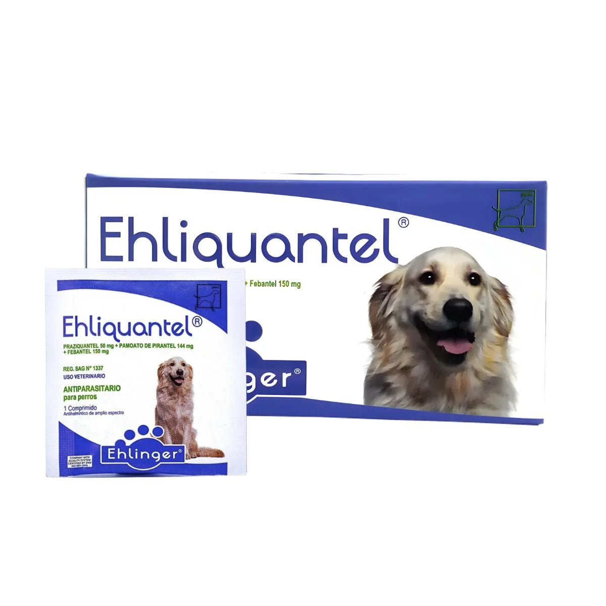 Ehlinger Ehliquantel Antiparasitario Interno para Perros, 1 Comprimido – Elimina Lombrices y Tenias con Triple Fórmula.