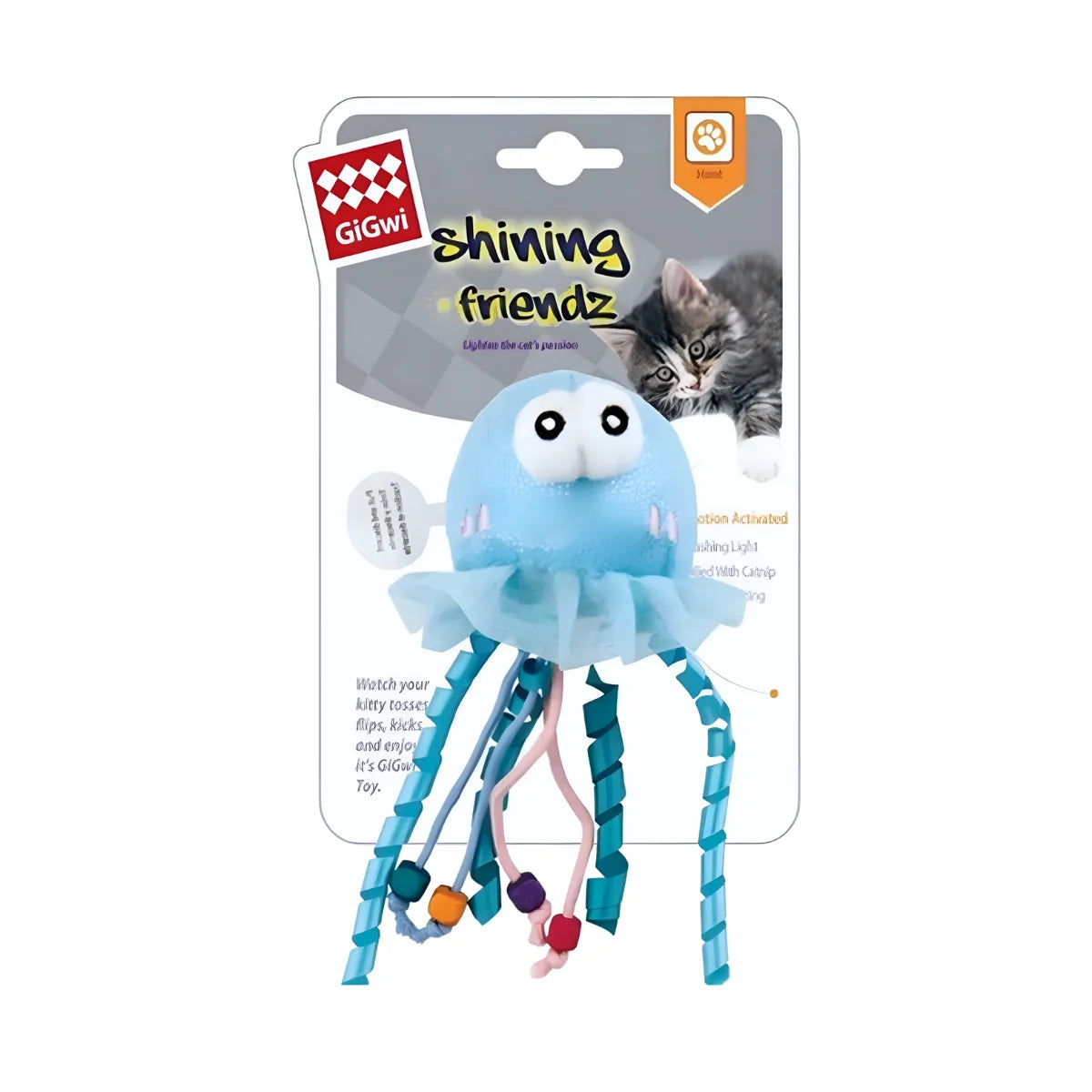 GiGwi Shinning Friends Juguete para Gatos – Luces con Movimiento y Hierba Gatera para Entretenimiento Felino.