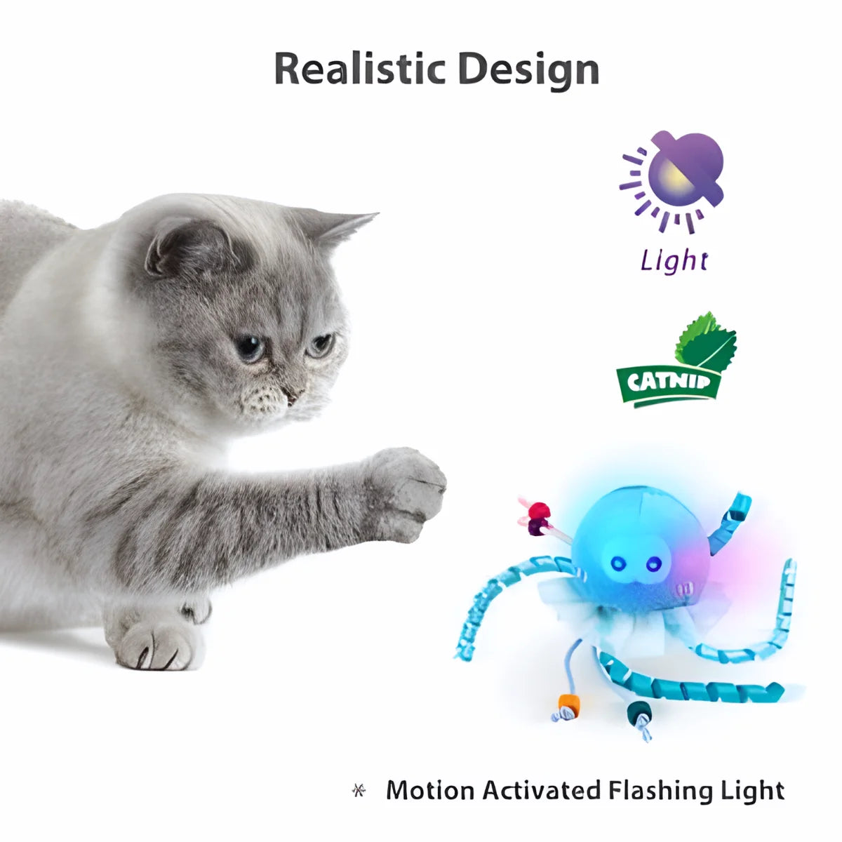 GiGwi Shinning Friends Juguete para Gatos – Luces con Movimiento y Hierba Gatera para Entretenimiento Felino.
