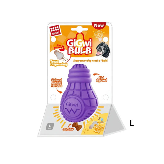 Gigwi Bulb Dispensador de Premios para Perros Tallas S/M/L – Caucho Natural Ecológico para Masticadores Pesados, Limpia Dientes y Estimula Juego.