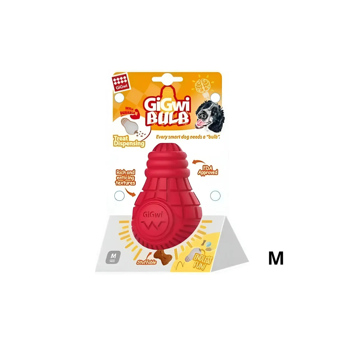 Gigwi Bulb Dispensador de Premios para Perros Tallas S/M/L – Caucho Natural Ecológico para Masticadores Pesados, Limpia Dientes y Estimula Juego.