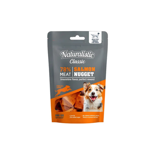 Naturalistic Classic Nuggets de Salmón Snack para Perros 100 gr – Con 78% Salmón, Bajo en Grasas y Rico en Omega 3&6.
