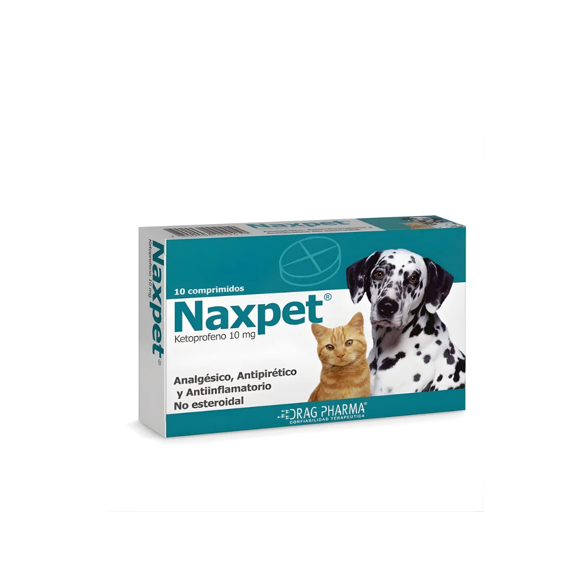 Drag Pharma Naxpet Comprimidos para Perros y Gatos 10 Unidades 10 mg – Analgésico y Antiinflamatorio para Dolor Articular y Postquirúrgico.