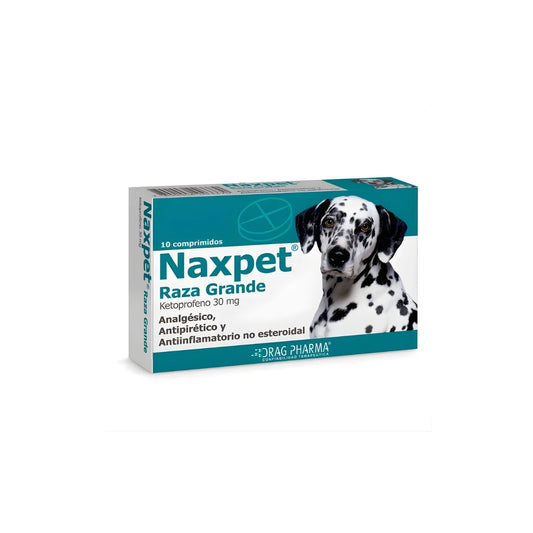 Drag Pharma Naxpet Raza Grande para Perros 10 Comprimidos 30 mg – Analgésico y Antiinflamatorio para Dolor Articular y Postquirúrgico