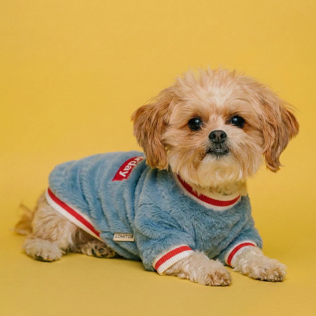 Polera Peludo Saturday Azul Lomitos para Perro Pequeño