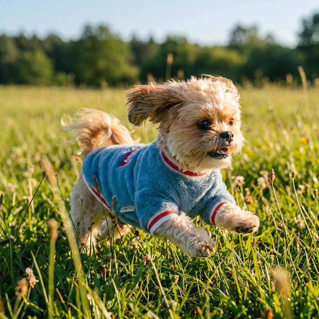 Polera Peludo Saturday Azul Lomitos para Perro Pequeño