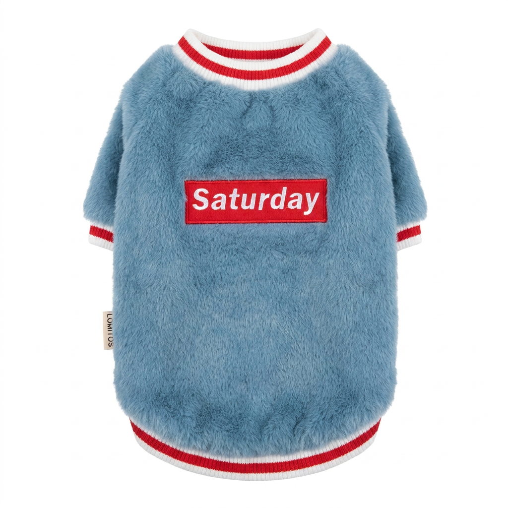 Polera Peludo Saturday Azul Lomitos para Perro Pequeño