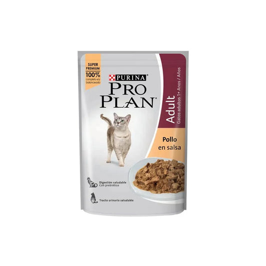 Purina Pro Plan Alimento Húmedo de Pollo en Salsa para Gatos Adultos, 85g – Con Prebióticos para Digestión Saludable y Cuidado del Tracto Urinario