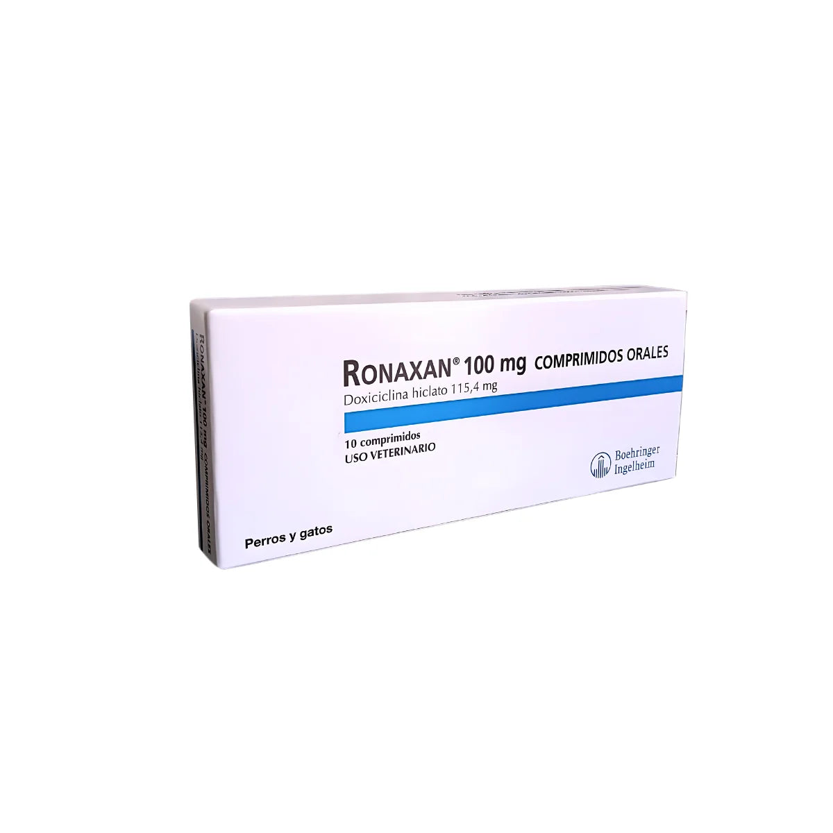 Boehringer Ingelheim Ronaxan Antibacteriano para Perros y Gatos 10 Comprimidos 100 mg – Doxiciclina para Infecciones Respiratorias, Cutáneas y Urinarias.