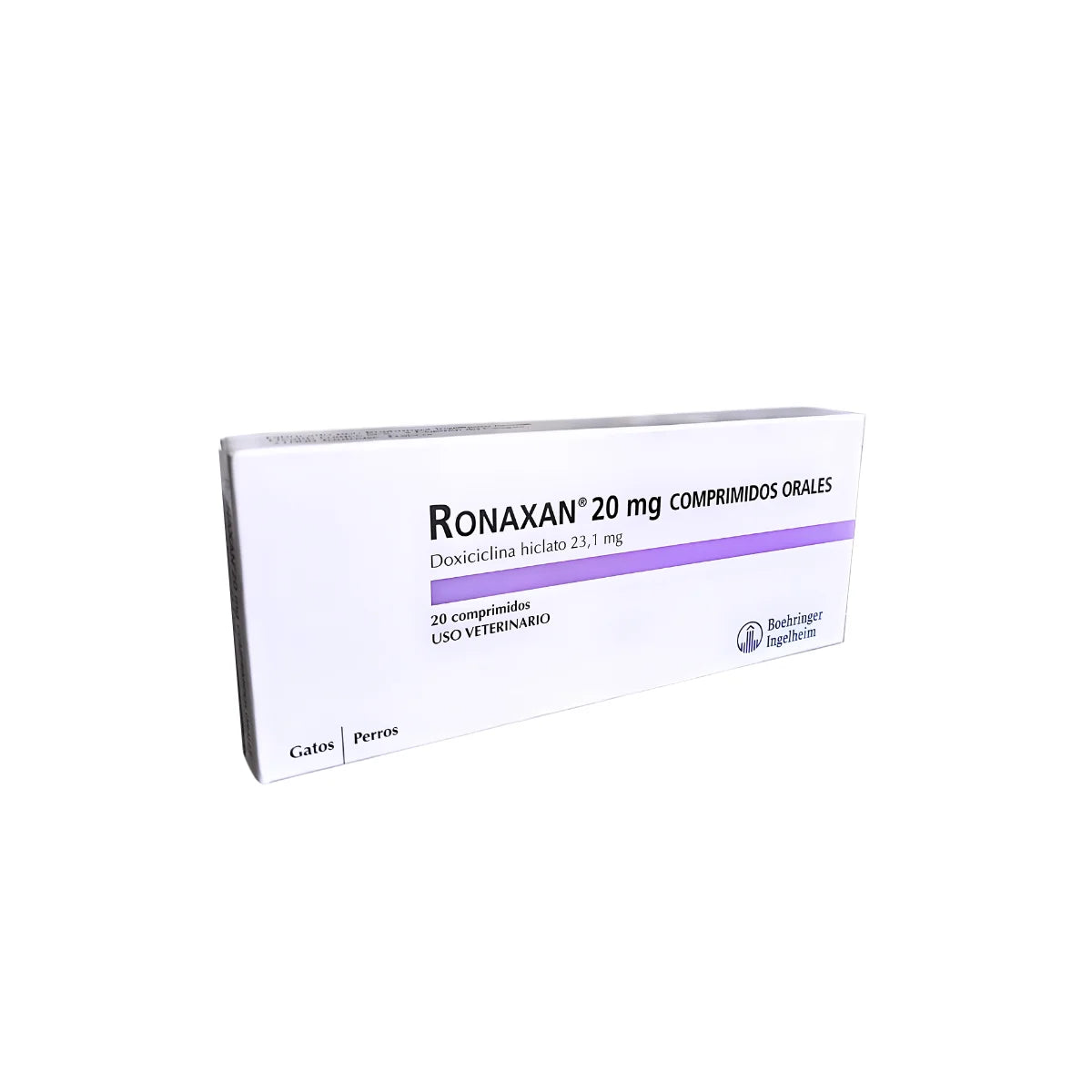 Boehringer Ingelheim Ronaxan Antibacteriano para Perros y Gatos 20 Comprimidos 20 mg – Doxiciclina para Infecciones Respiratorias, Cutáneas y Urinarias.