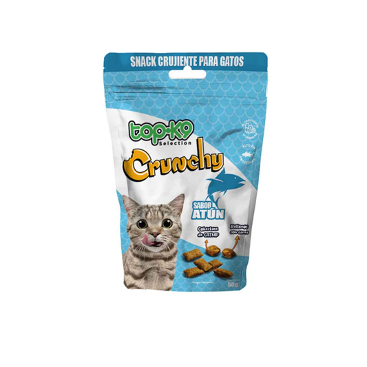 El Snack Gato Crunchy Atún es el snack ideal para gatos exigentes: natural, sabroso y lleno de beneficios. Elaborado con ingredientes de calidad y un alto contenido de proteína, pensadas para cuidar y consentir a los felinos en cada bocado.

Su fórmula única incluye un relleno de carne real y una cobertura con catnip, que estimula los sentidos y convierte el momento del snack en una experiencia irresistible. Además de ser un premio delicioso, aporta vitaminas esenciales y contribuye a mantener a los gatos s