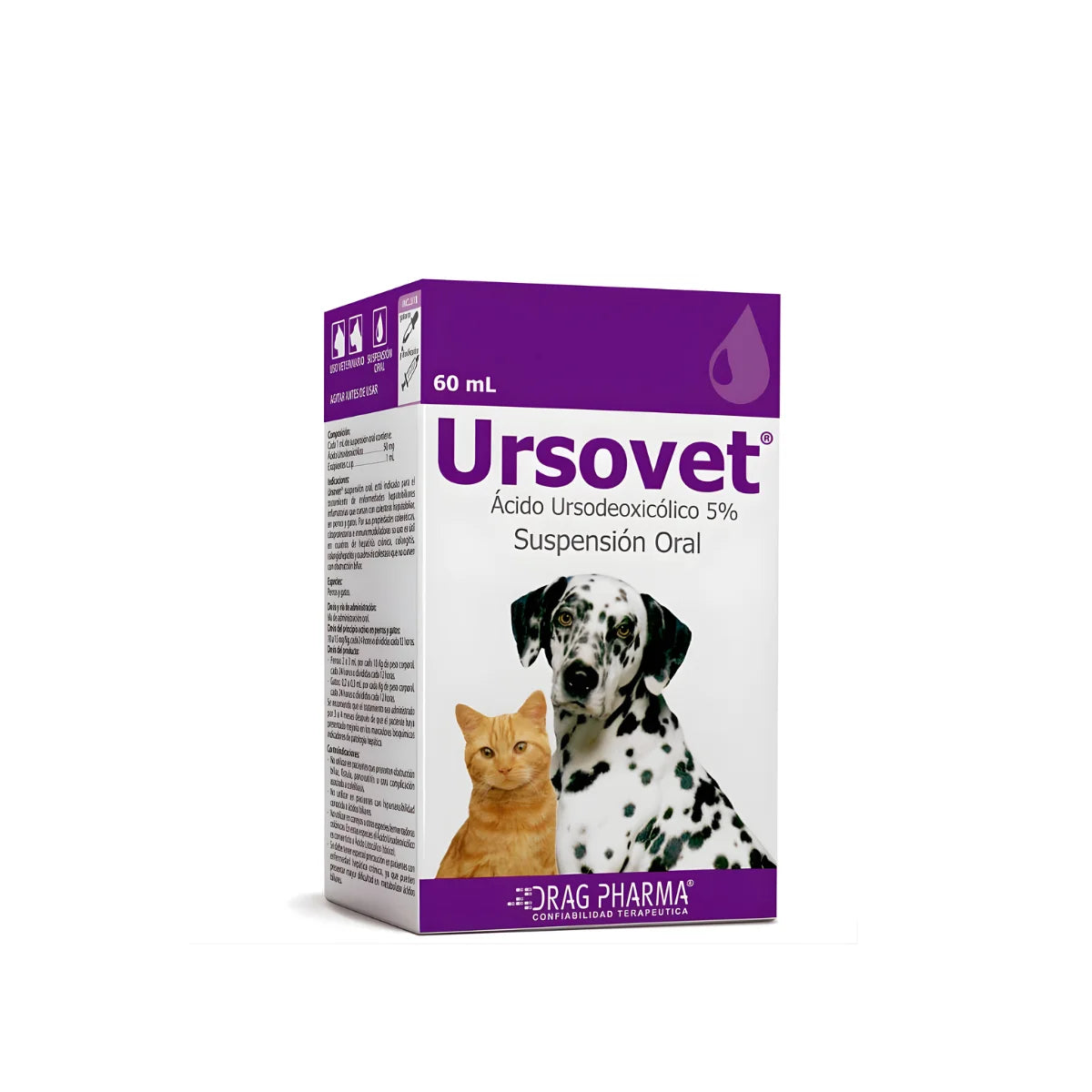 Drag Pharma Ursovet Suspensión Oral 60 ml – Para Hepatitis Crónica, Colangitis y Enfermedades del Hígado en Mascotas.