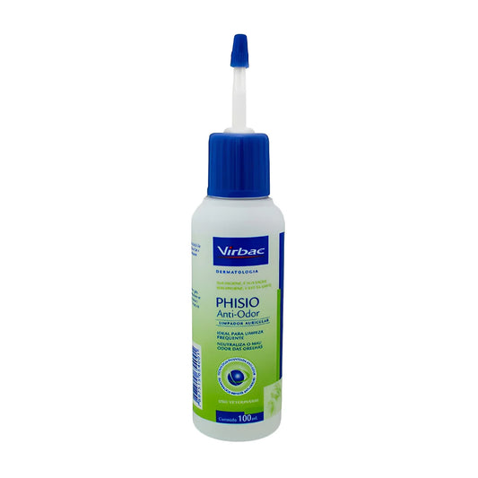 Virbac Phisio Anti-Olor Limpiador Auricular para Perros y Gatos 100 ml – Tecnología Patentada que Neutraliza el Mal Olor y pH Fisiológico.