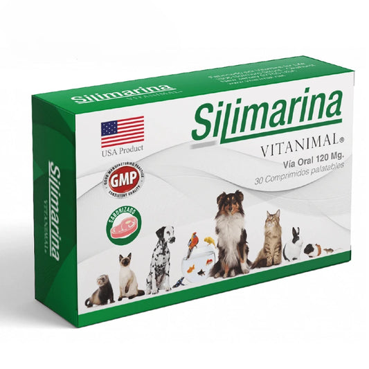 Vitanimal Silimarina Suplemento y Protector Hepático para Mascotas 120mg 30 Comp. – Desintoxica y Ayuda a la Regeneración Celular del Hígado