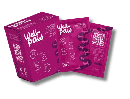 Well-Paw Probiótico para Perros y Gatos - 15 Sachets para Salud Intestinal y Digestión