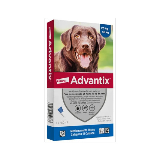 Elanco Advantix Pipeta Antiparasitaria Externa para Perros 25-40 kg – Protección y Repelencia contra Pulgas, Garrapatas y Mosquitos.