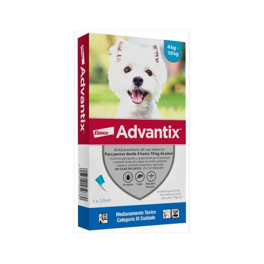 Elanco Advantix Pipeta Antiparasitaria Externa para Perros 4-10 kg – Protección y Repelencia contra Pulgas, Garrapatas y Mosquitos.