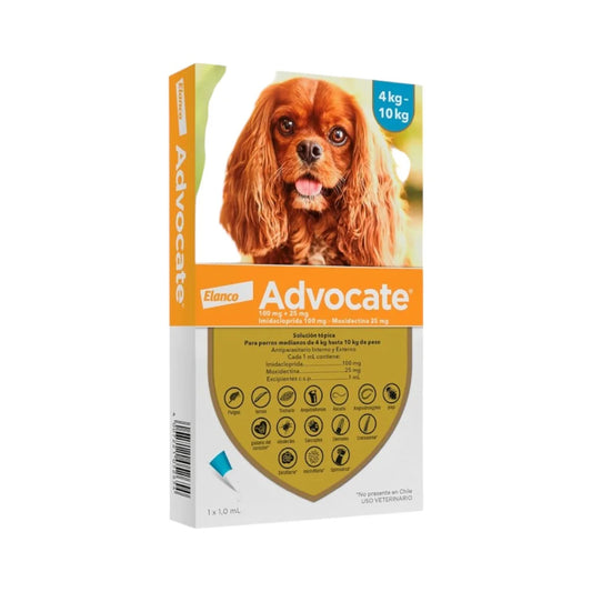 Elanco Advocate Pipeta Antiparasitaria Interna y Externa para Perros 4-10 kg – Protección Amplia contra Pulgas, Ácaros, Sarna y Parásitos Internos.