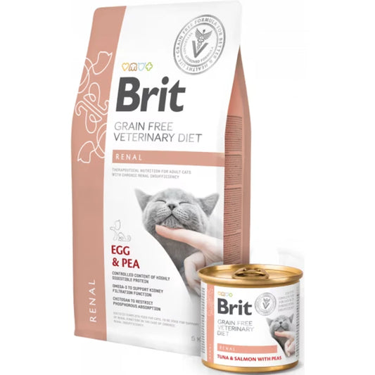 Brit Grain Free Dieta Renal Veterinaria para Gatos Adultos 2 kg – Alimento Medicado para Insuficiencia Renal Crónica y Soporte de la Función Renal