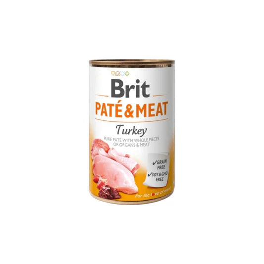 Brit Paté & Meat Alimento Húmedo de Pavo y Paté para Perros Adultos 400g – Nutrición Completa, Grain free, Soja Free