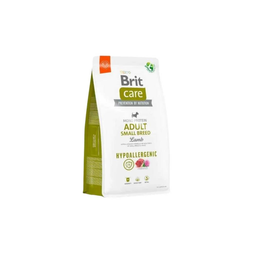 Brit Care Cordero Hipoalergénico para Perros Adultos de Raza Pequeña (1-10 kg), 3kg – Proteína Única de Cordero 40%, Articulaciones con Glucosamina y Croqueta Mini para Salud Dental