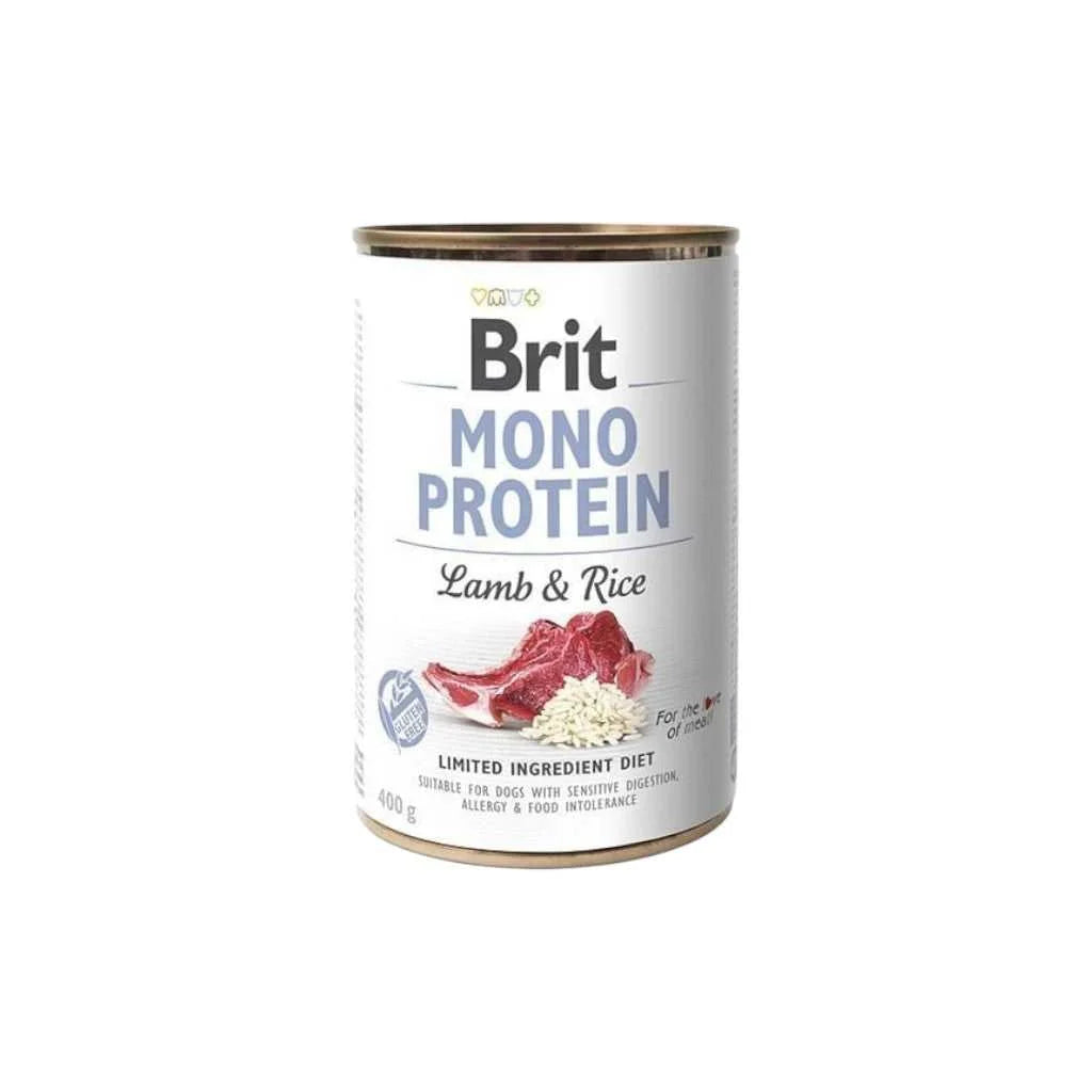Brit Mono Protein Alimento Húmedo Monoproteico de Cordero y Arroz para Perros Adultos, 400g – Reduce Alergias e Intolerancias, Complemento Ideal para Gránulos y Repone Líquidos