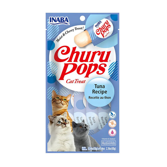 Churu Pops Snack Gelatinoso para Gatos 60 g 4 tubitos – Alto Contenido de Humedad, Sin Granos y con Vitamina E.