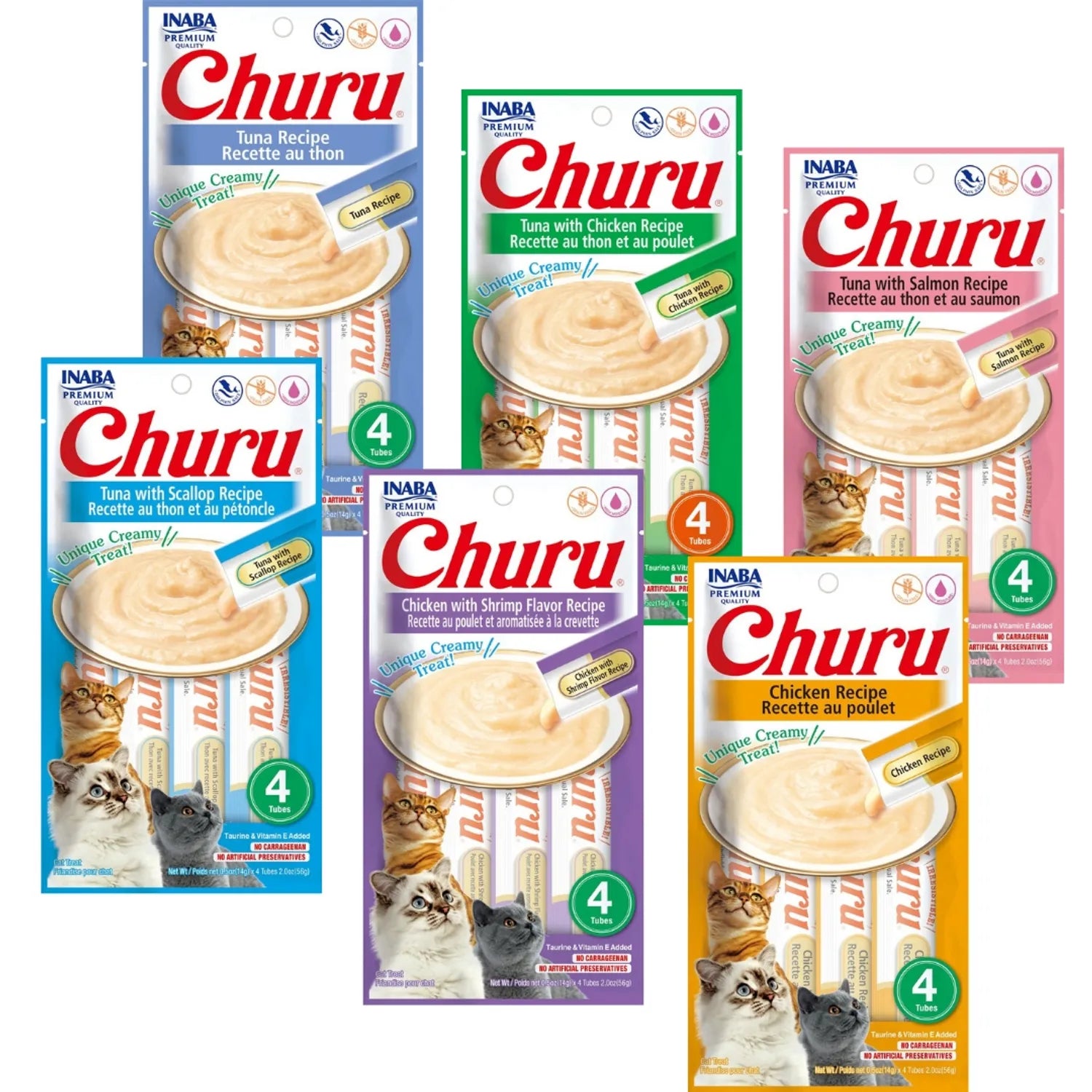 Churu Snack Cremoso para Gatos de Todas las Edades, 56g – Ingredientes 100% Naturales, Libre de Granos y Sin Colorantes ni Conservantes Artificiales