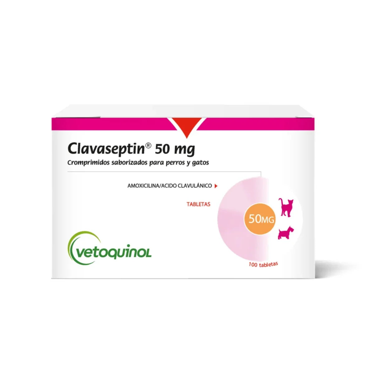 Vetoquinol Clavaseptin Antibiótico para Perros y Gatos 10 Comprimidos 50 mg – Amoxicilina y Ácido Clavulánico para Infecciones Periodontales y de Piel.